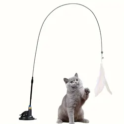 Varita de plumas con ventosa para gatos – Juguete interactivo