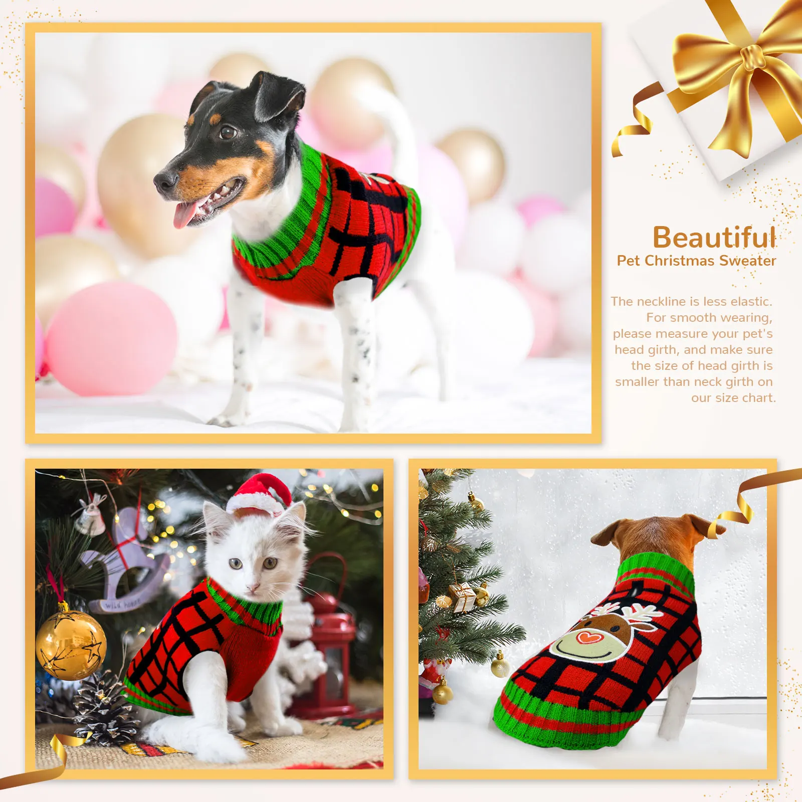 Jersey navideño para perros pequeños y medianos – Abrigo cálido de punto - imagen 3