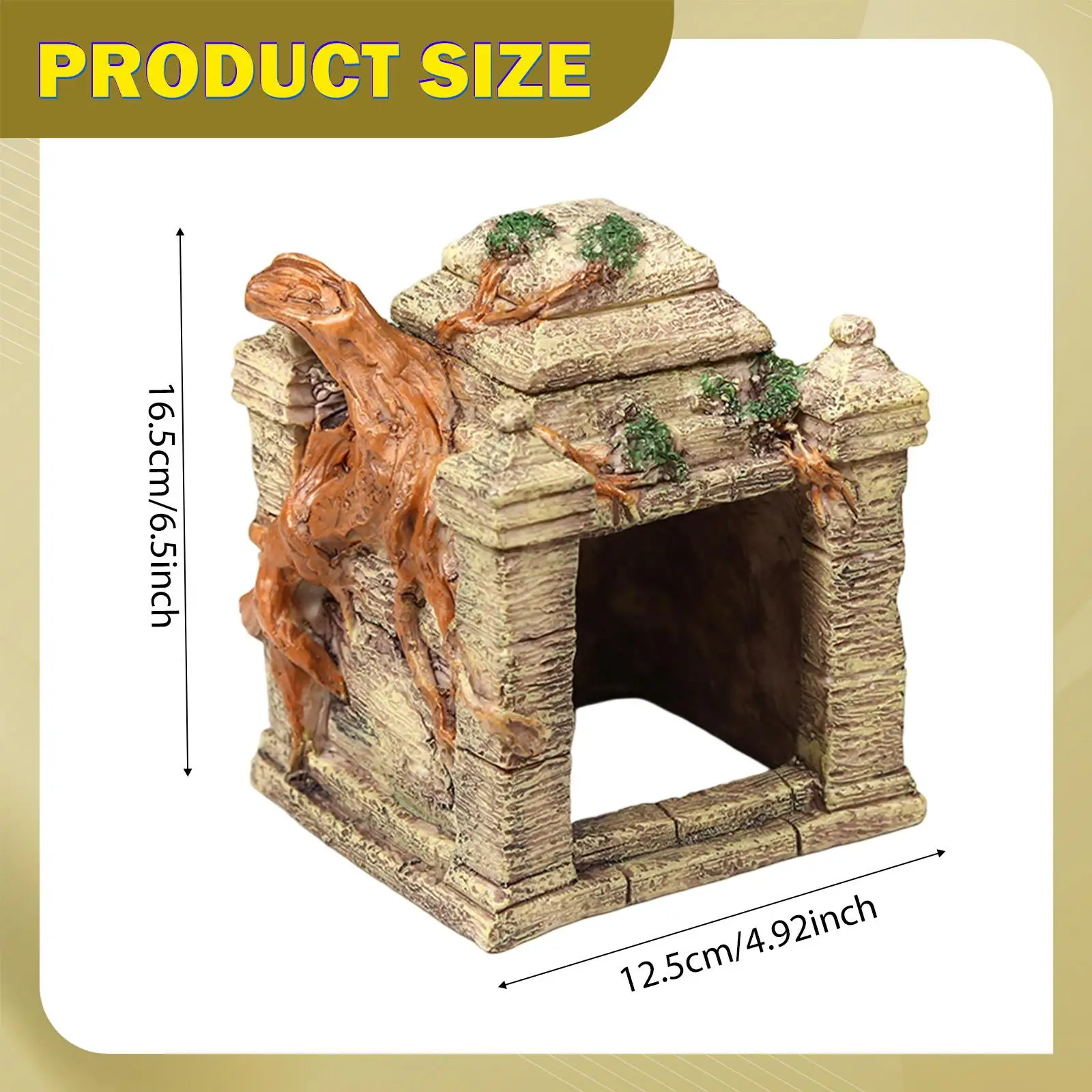 Reptiles Hideout Cave Resin Rock Play Rest Landscaping Terrarium Habitat Decor Aquarium House for Turtles Betta Fish Tortoise