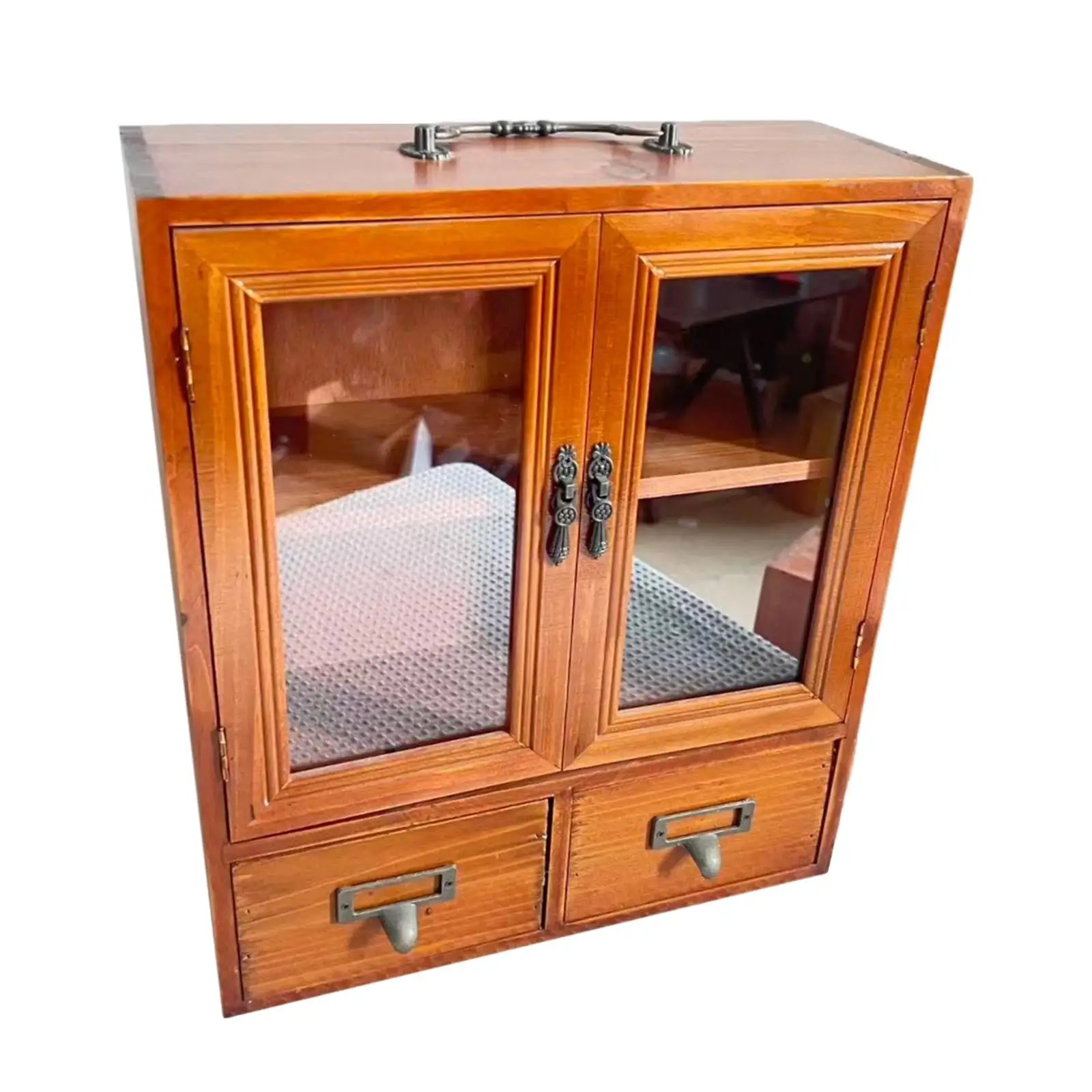 Desktop Organizer Drawer Organization Vintage Retro Storage Cabinet Showcase Display Cabinet for Perfume Tea Cups Dresser Office