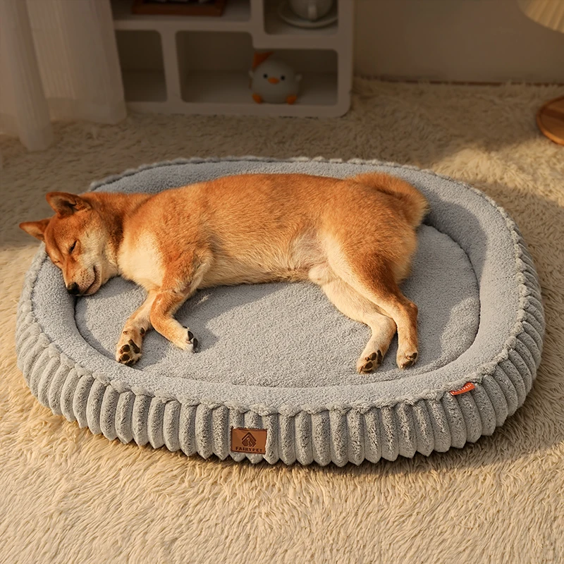 Cama de franela elíptica para perros – Otoño/Invierno desmontable - imagen 3