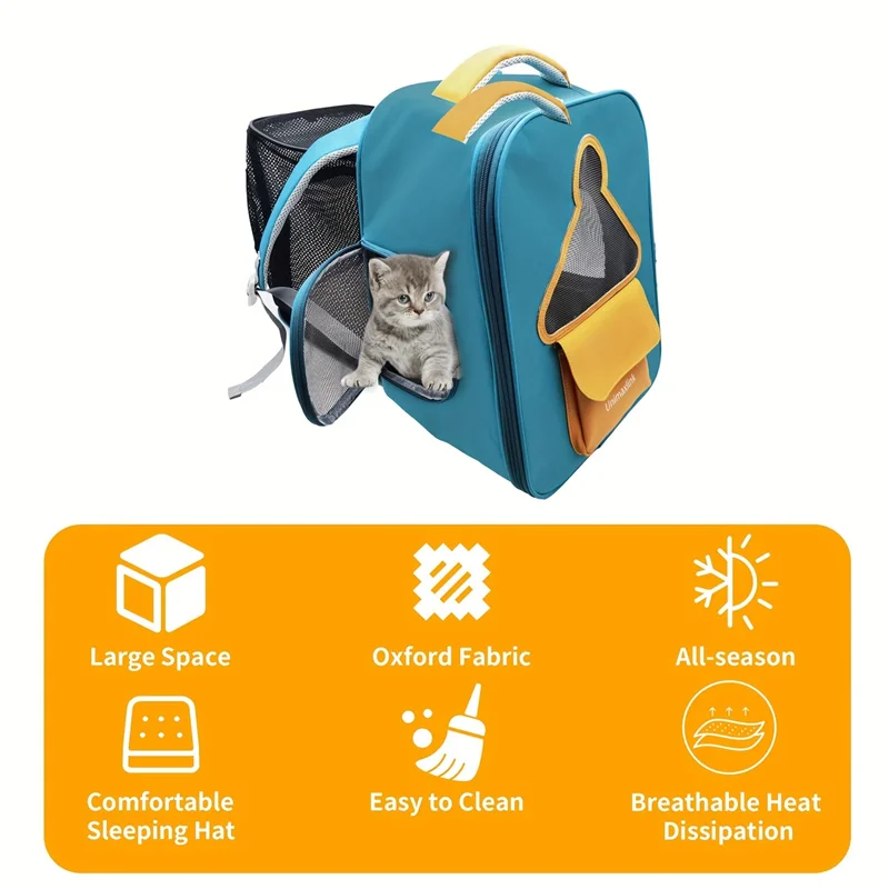 Mochila para gatos menores de 11 libras, mochila para gatos y perros, cojín suave para proteger la espalda, diseño plegable, bolsa para mascotas de viaje al aire libre - imagen 5