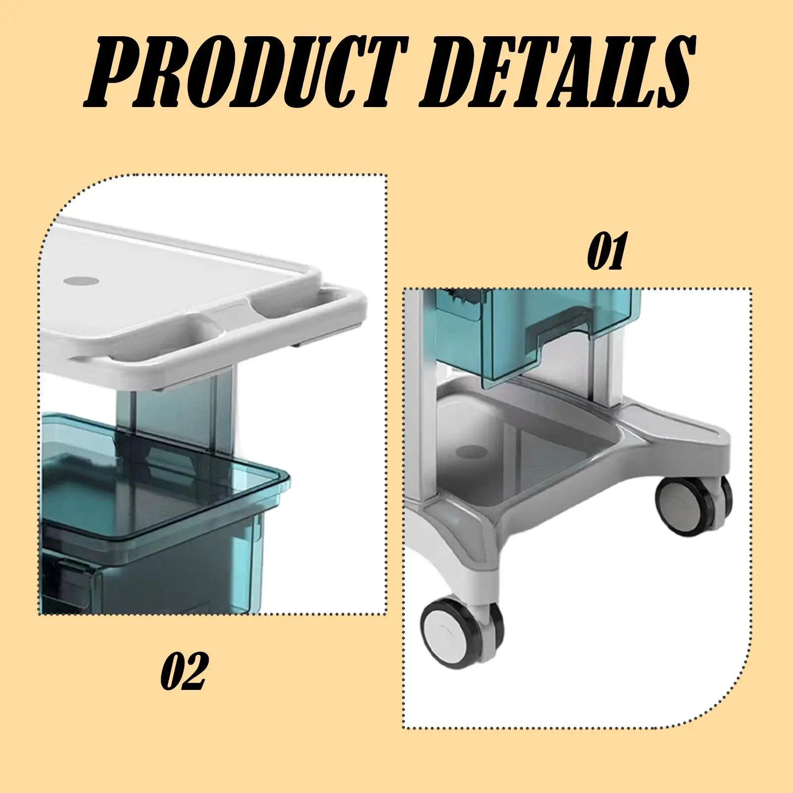 Carro de almacenamiento de instrumentos de belleza rodante con cajones extraíbles para maquillaje, cabello - imagen 5