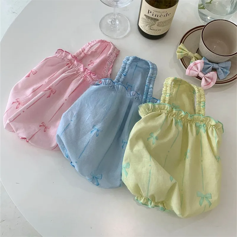 Falda de calabaza con lazo azul para mascotas, chaleco con tirantes de princesa y flores, ropa para perros pequeños y gatos, falda fina de verano para perros y gatos - imagen 4