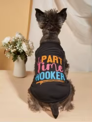 Chaleco de malla para perros, Top colorido para mascotas con estampado de "PART TIME HOOKER", ropa transpirable para perros pequeños de verano, ropa bonita para cachorros
