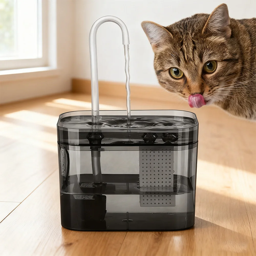Fuente de agua para gatos con boquilla de grifo, dispensador de agua filtrado ultrasilencioso alimentado por USB para mascotas, agua circulante para gatos y perros pequeños