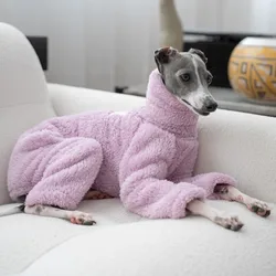 Pijamas suaves elásticos cuádruples de cuello alto cálidos de lana de doble cara para galgo para interiores y exteriores ropa para perros de compañía galgo Whippet