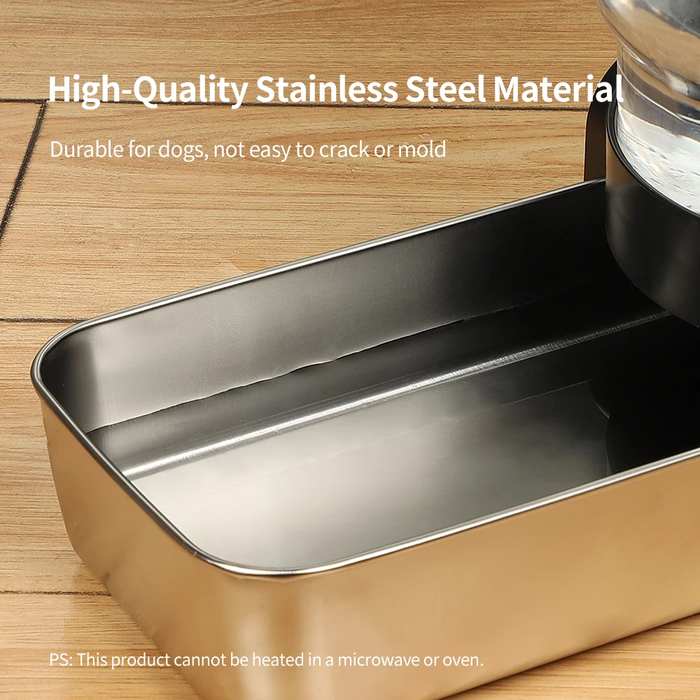 Dispensador de agua para mascotas de acero inoxidable de plástico estable sin fugas de gran capacidad para gatos y perros - imagen 4
