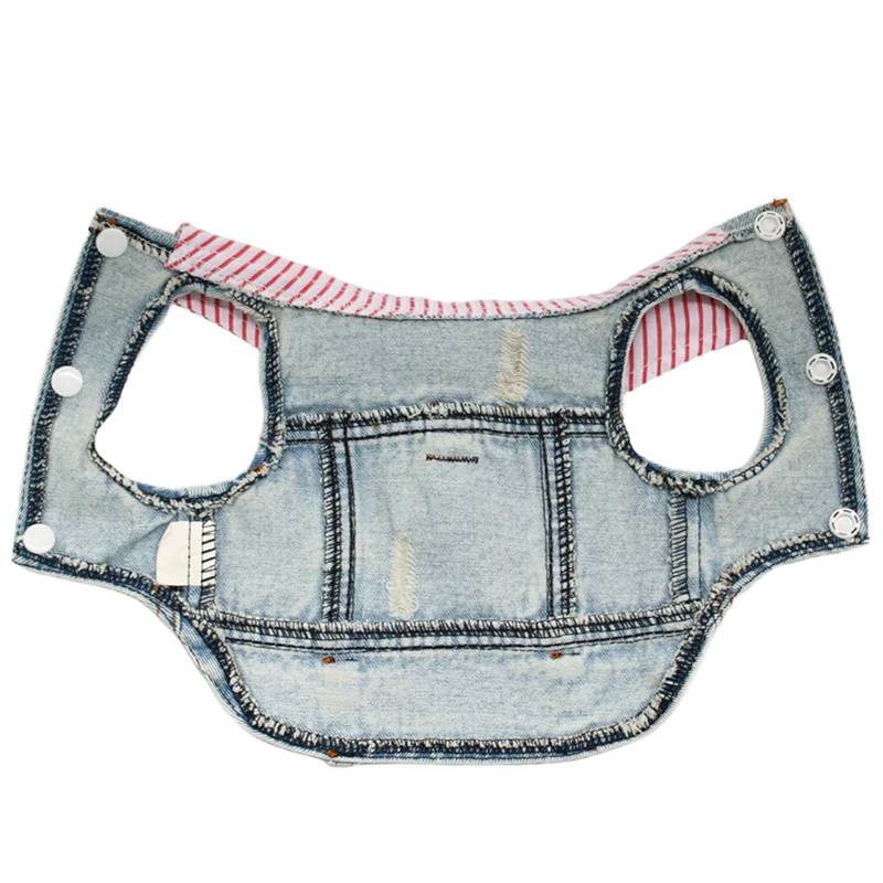 Chaqueta vaquera para perros pequeños y medianos, gatos, niños y niñas, trajes para mascotas, chaleco vaquero desgastado para Shih Tzu Chihuahua Yorkie Teacup - imagen 4