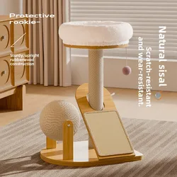 Marco de escalada para gatos, espada pequeña, cuerda de cáñamo, tablero rascador para gatos, nido para mascotas de madera maciza, marco Vertical integrado resistente al desgaste para mascotas