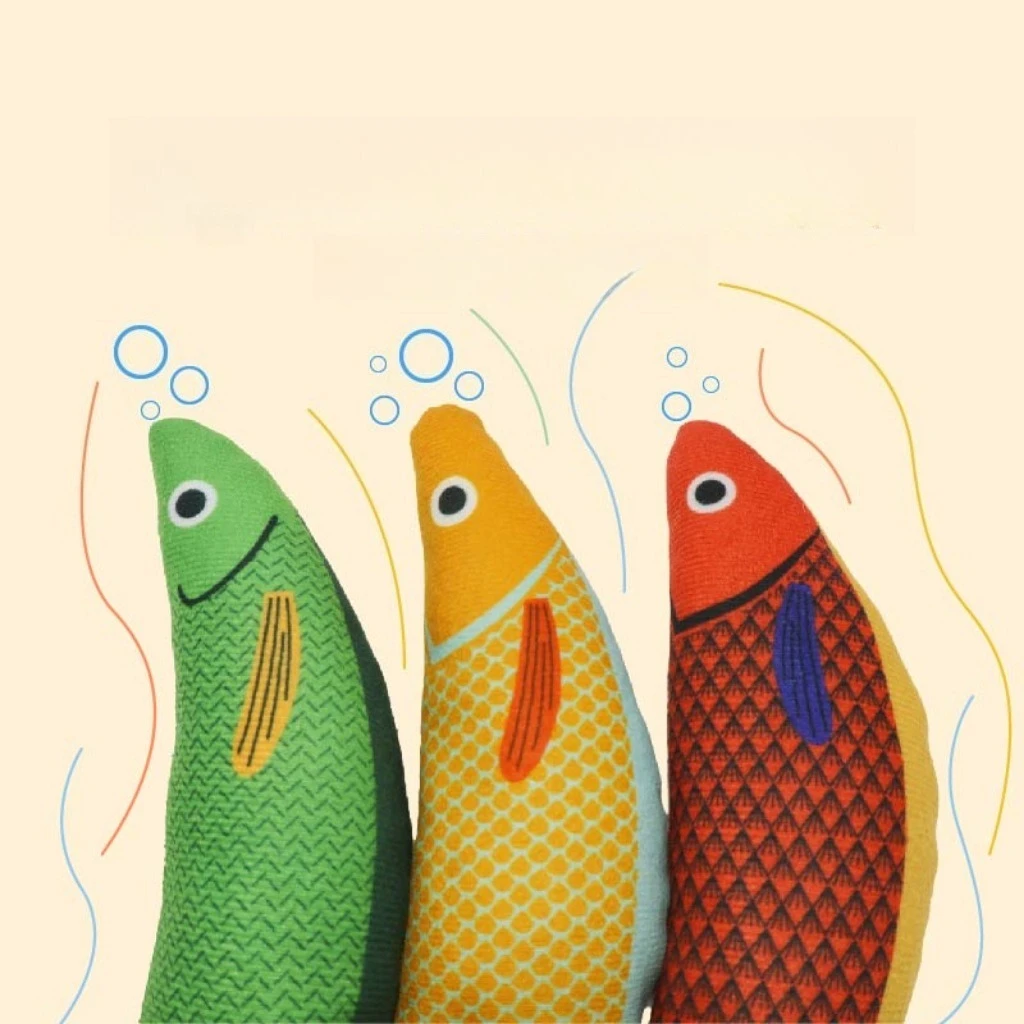 Juguetes interactivos para gatos con pez chirriante con hierba gatera, juguetes masticables de felpa realistas para gatos de interior, juguetes de almohada duraderos y lindos - imagen 3