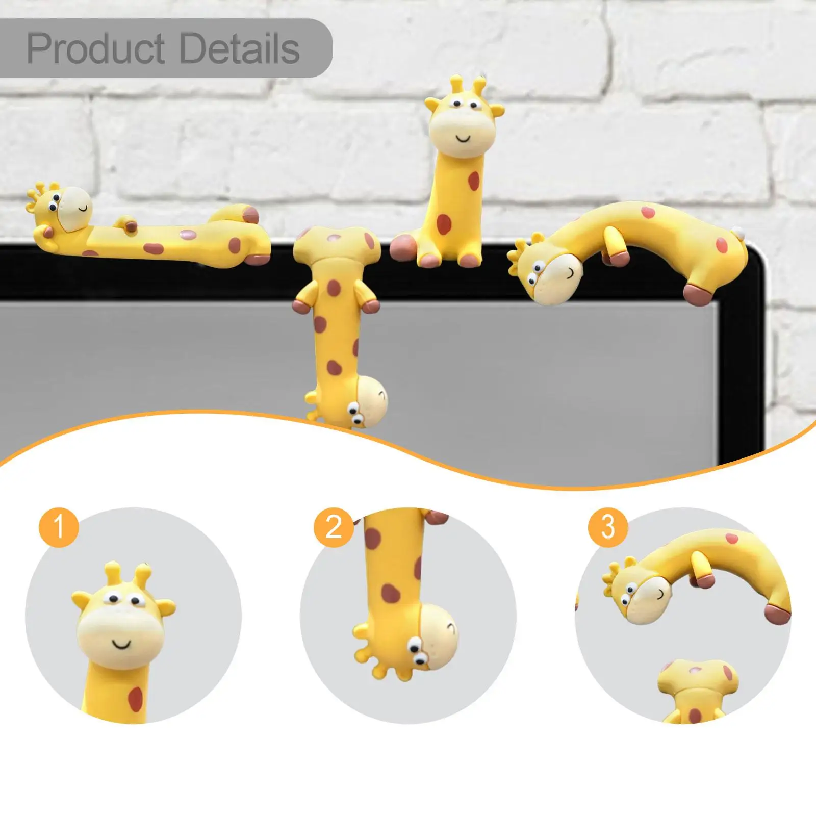 4Pcs Playful Giraffe Figurines Collection Car Dashboard Decor Lightweight Multifunctional Computer Screen Decoration