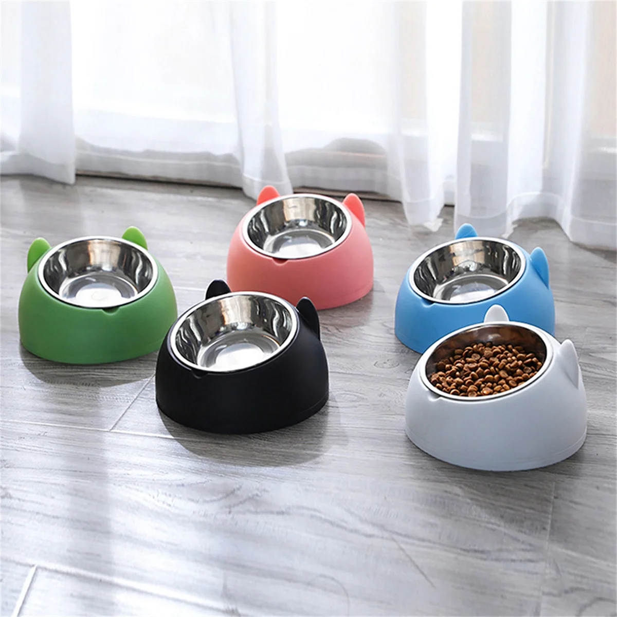 Cuenco elevado antideslizante acero inoxidable para perros y gatos