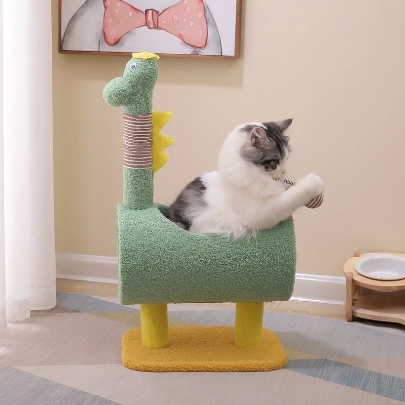 Árbol para gatos temática dinosaurios con cama y poste rascador sisal - imagen 3