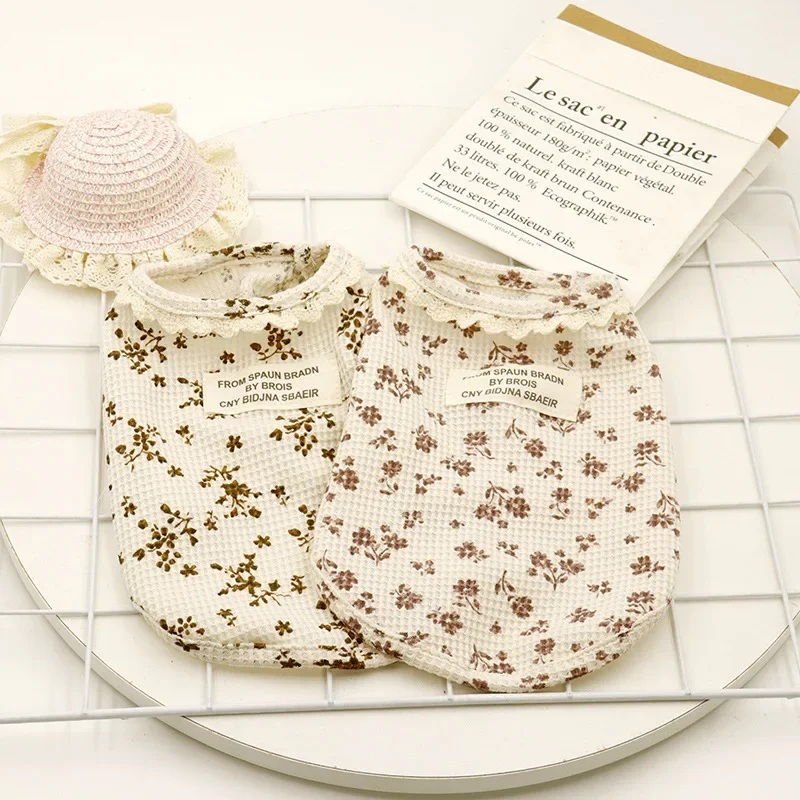 Chaleco de encaje Floral para mascotas, ropa de primavera para gatos, ropa para perros pequeños con leche, ropa para cachorros, chaleco para perros, camisa para perros