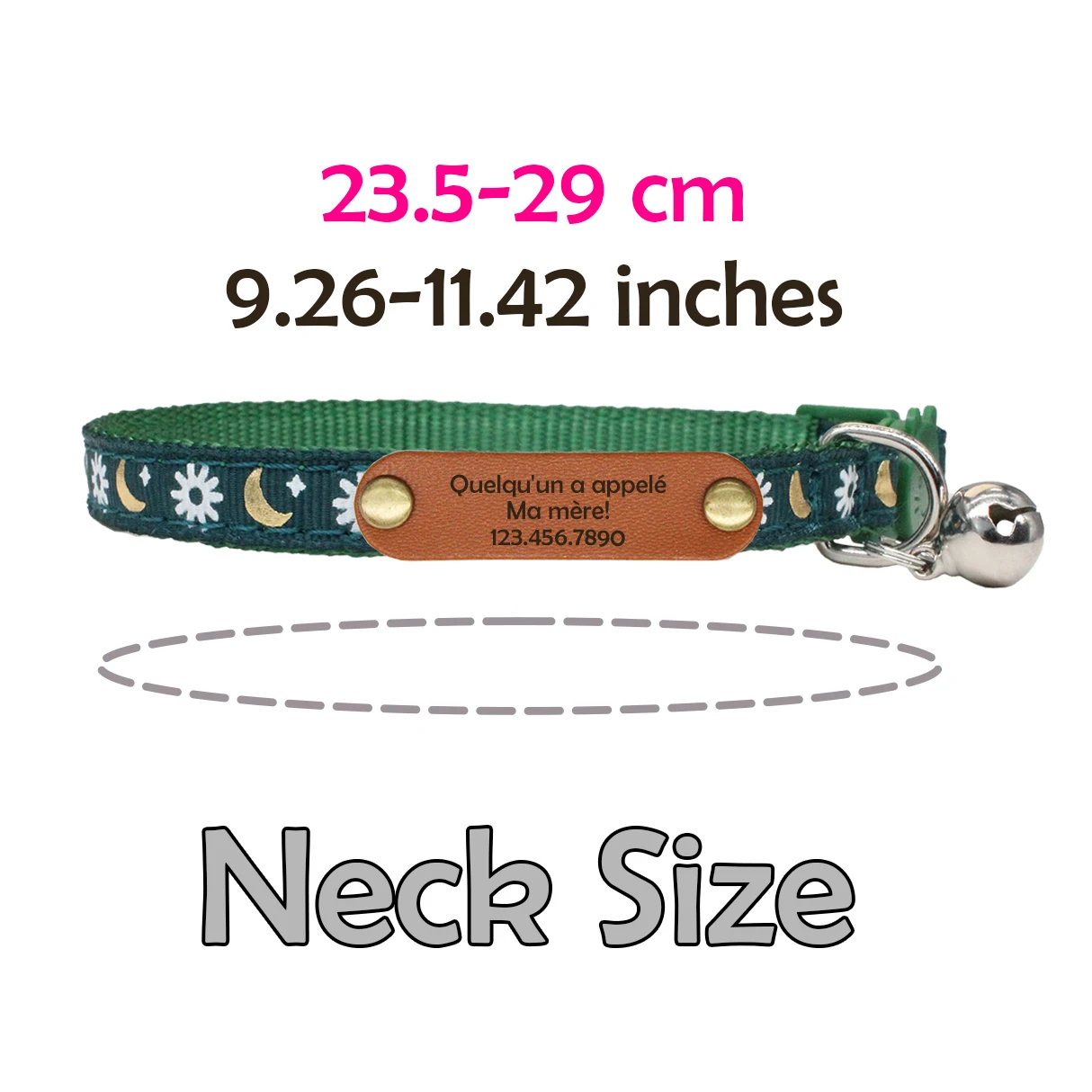 Collar de gato Sun Moon con etiqueta de nombre, Collar de seguridad ajustable para gatitos, reflectante y campana, Collar de identificación personalizado para mascotas para gatos - imagen 2