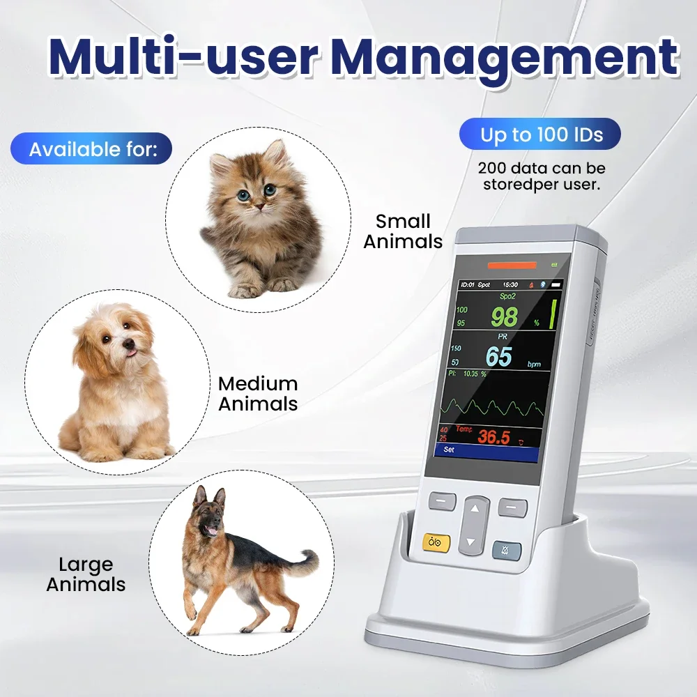 PC100SV Monitor veterinario portátil multiparámetro Monitor de paciente monitoreo de signos vitales SpO2 TEMP ETCO2 opcional - imagen 2