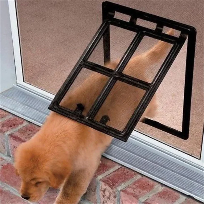 Puerta de plástico bloqueable para mascotas, ventana a prueba de mosquitos, puerta de solapa de seguridad, túnel para mascotas, valla para perros, acceso libre L - imagen 2