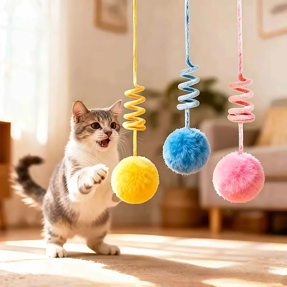 Juguete de pared para gatos con bola de peluche – Diversión para autoentretenimiento - imagen 2
