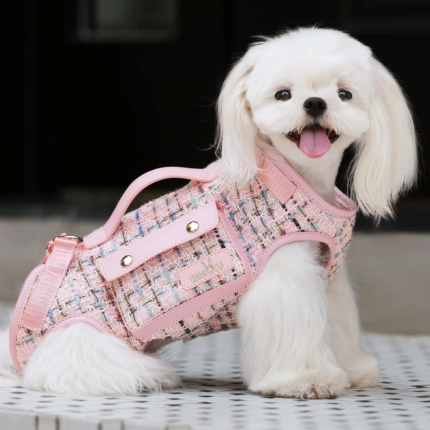 Bandolera portaperros para perros pequeños estilo tweed - imagen 2