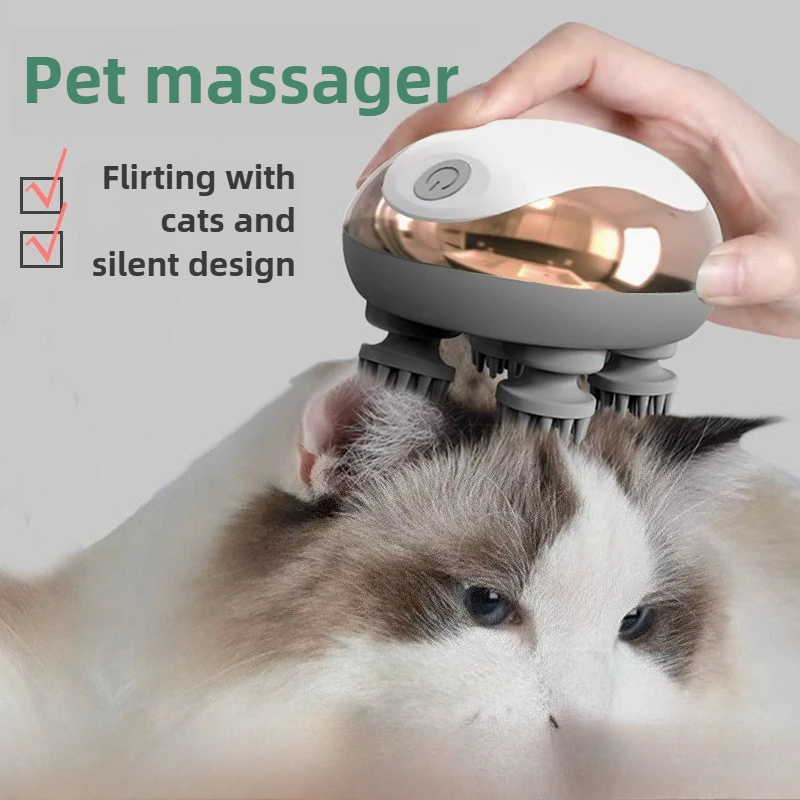 Masajeador eléctrico de cabeza de gato, masajeador para mascotas, golpes, gatos, cuero cabelludo para perros, artefacto de masaje para mascotas montado en la cabeza, suministros para gatos