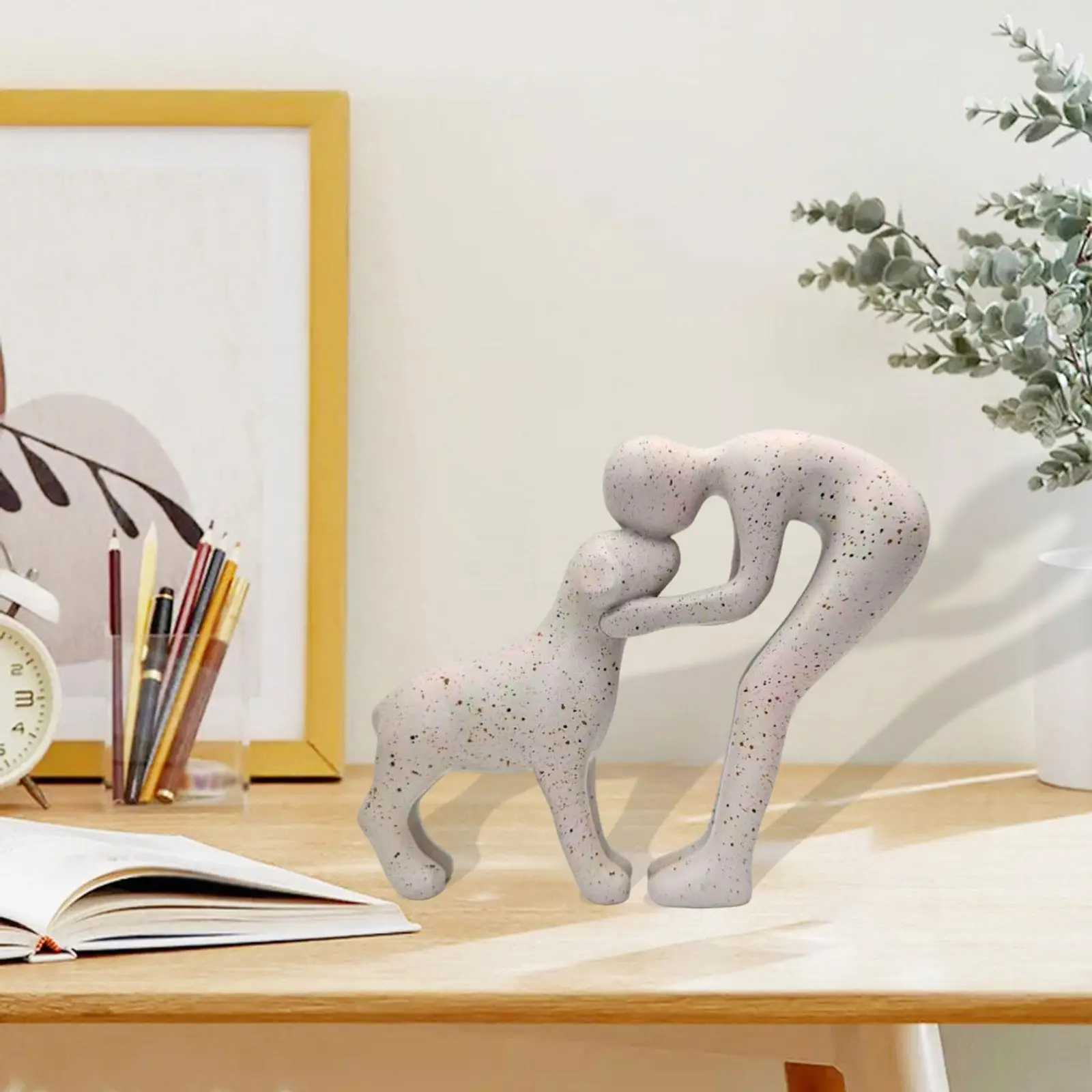 Decoración de estatua de hombre y perro 15,7x13,5 cm adorno decorativo de colección lindo - imagen 2