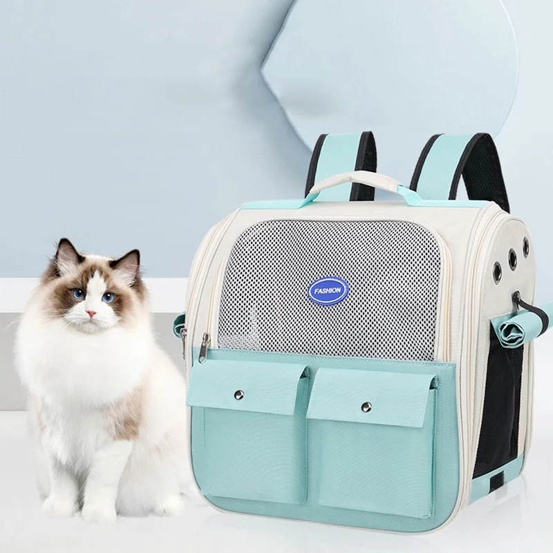 Bolsa de transporte para mascotas con correa ajustable, mochila plegable para gatos para viajes al aire libre, ventilación, mochila transportadora para gatos de gran capacidad - imagen 2