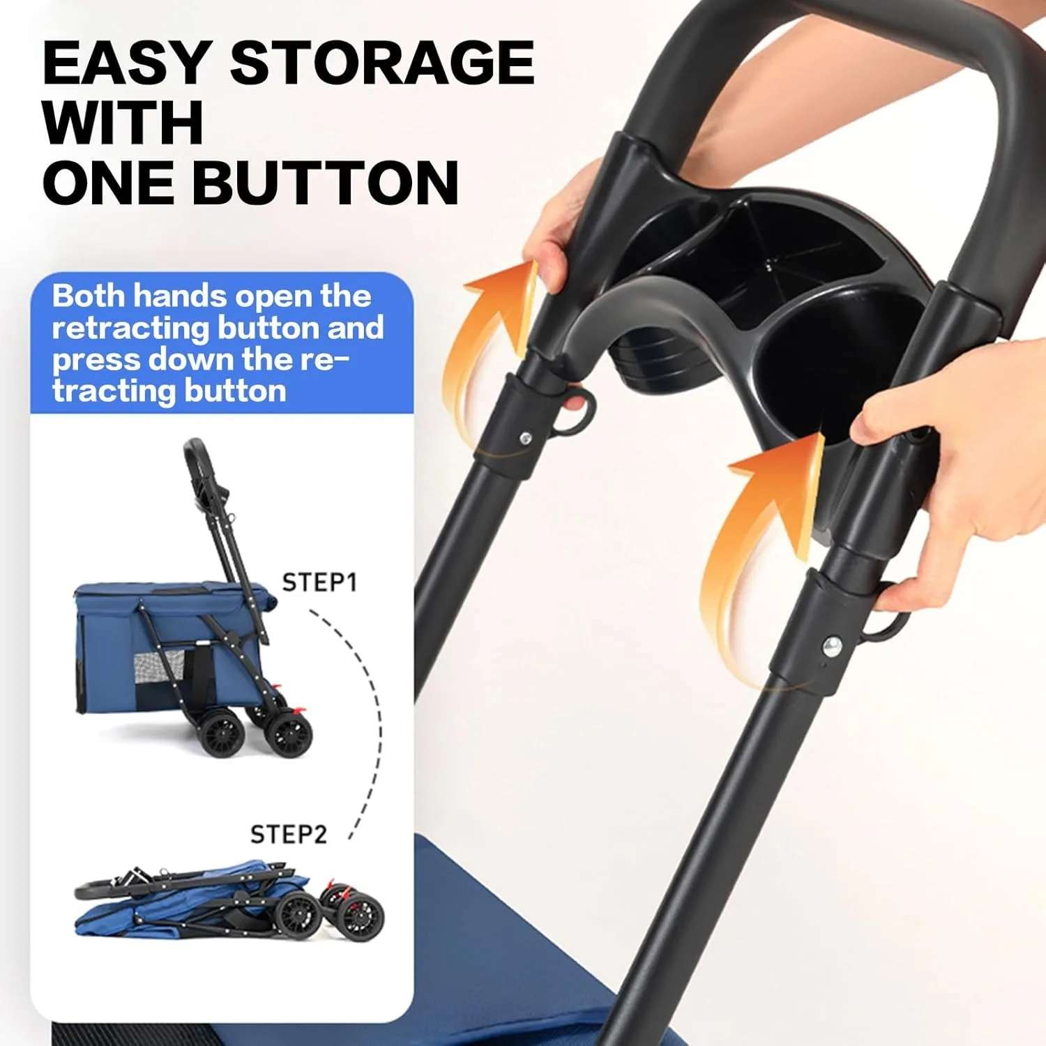 Cochecito para mascotas de 4 ruedas, carrito de paseo para perros y gatos, cochecito plegable para correr/perro, transporte para mascotas de malla transpirable para todas las estaciones - imagen 5