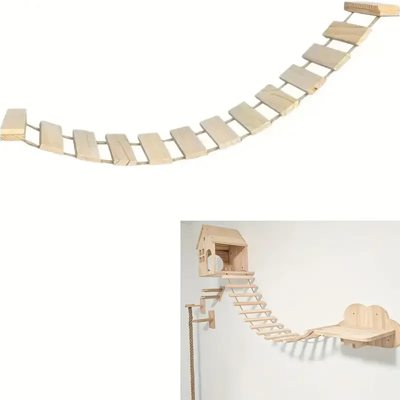 Estantes de escalada para gatos, nido y perca montados en la pared para gatitos, cuerda para rascar para garras de gato, muebles rascador para gatos, árbol para gatos - imagen 2