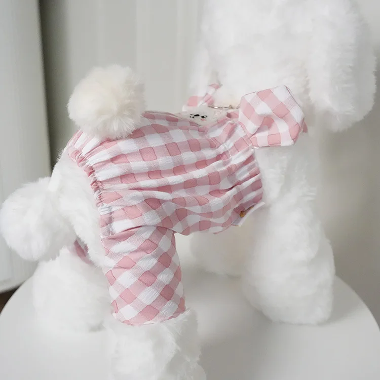 Monos de primavera para mascotas, ropa a cuadros de cuatro patas, mono para gatos y perros, ropa, pijama, ropa para cachorros