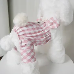 Monos de primavera para mascotas, ropa a cuadros de cuatro patas, mono para gatos y perros, ropa, pijama, ropa para cachorros