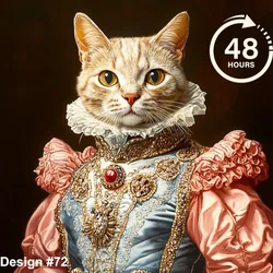 ATUBAN Retrato de mascota real personalizado, pintura de gato renacentista, regalo para amantes de las mascotas, retratos de perros reales, regalo de retrato de mascota real para gato