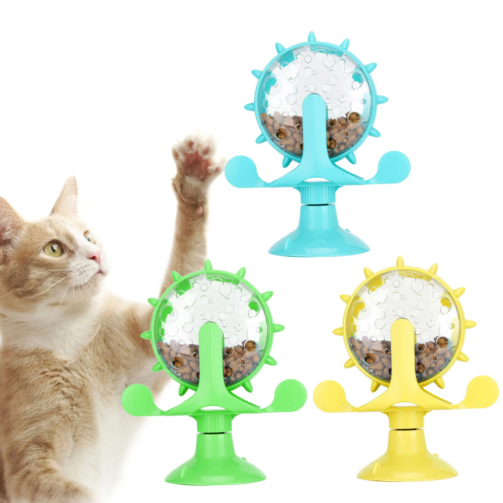 Juguete molino interactivo para gatos con pelota giratoria