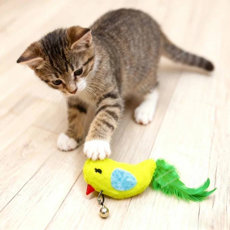 Juguete interactivo para gatos, pájaro de imitación, sonido de felpa, juguete colgante para gatos, pájaro de plumas, mordedura para masticar, juguetes de peluche, suministros para gatos - imagen 2