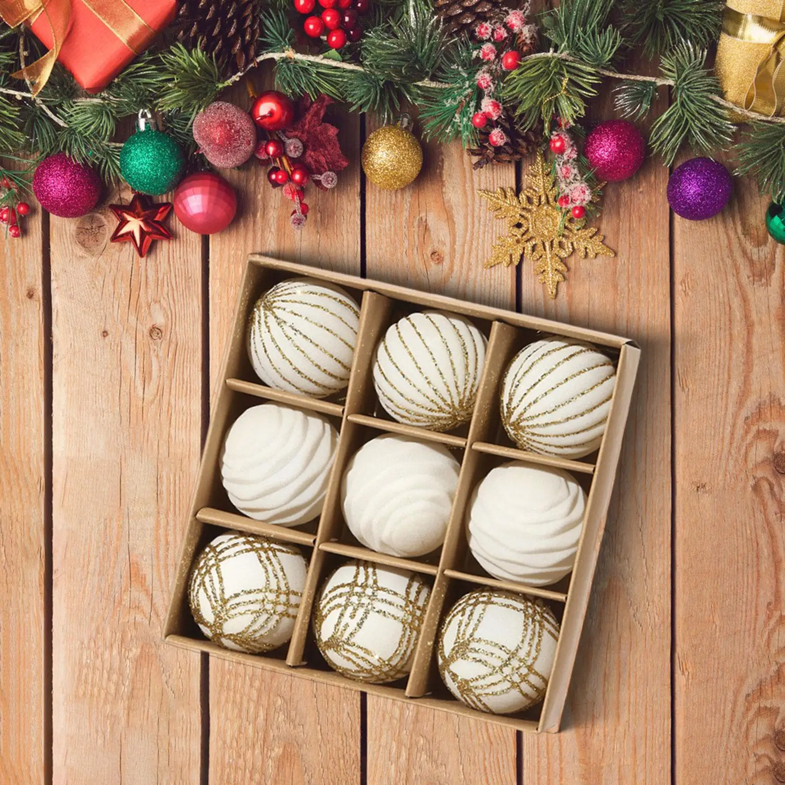 Flocked Christmas Ball Ornaments Luxury Velvet Finish Plastic Spheres Hanging Balls Set for Christmas Home Decorations Flocked Christmas Ball Ornaments Luxury Velvet Finish Plastic Spheres Hanging Balls Set for Christmas Home Decorations