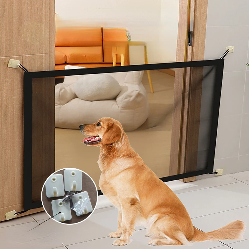 Vallas de barrera para perros con gancho de 4 piezas, red aislada para mascotas, escaleras, puerta, corralito de malla transpirable plegable, valla de seguridad para perros, nuevo - imagen 4