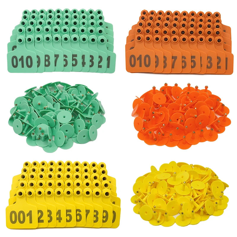 100 Uds. Etiquetas para las orejas de ganado y vacuno No. 001-500 Tarjeta de identificación digital Señalización Tipo láser Etiquetas de oreja de animales de granja con cabeza de cobre - imagen 3