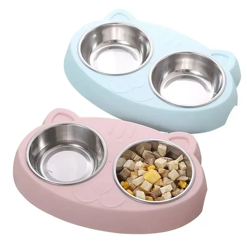 Macaron-cuenco doble para mascotas, bandeja de plástico para comida para perros y gatitos, alimentador, suministros para mascotas, accesorios - imagen 3