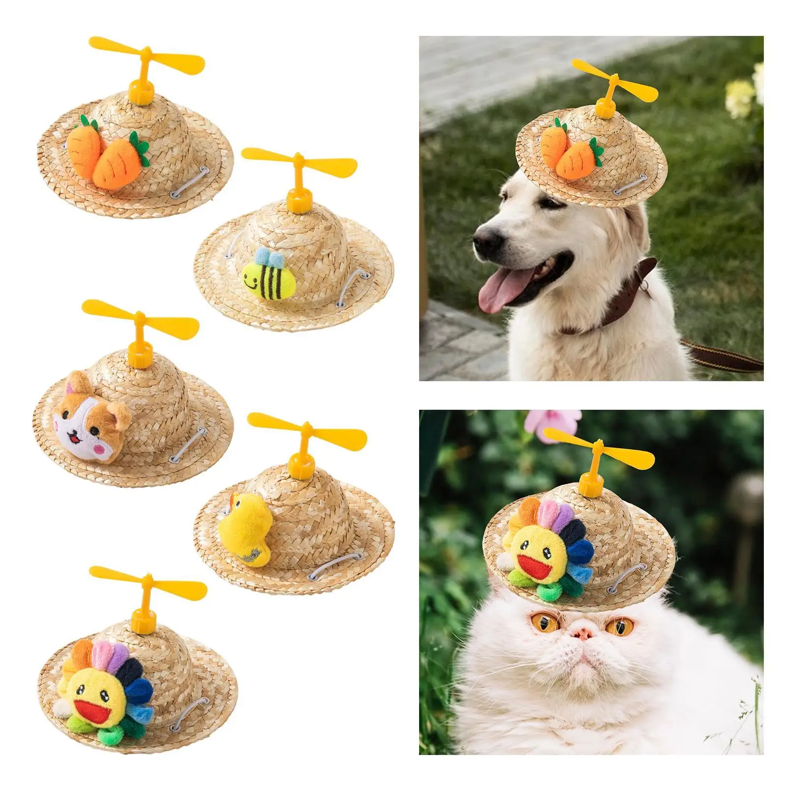 Pet Straw Hat Pet Ornaments Dog Sun Protection Cap for Summer Sports Walking Pet Straw Hat Pet Ornaments Dog Sun Protection Cap for Summer Sports Walking