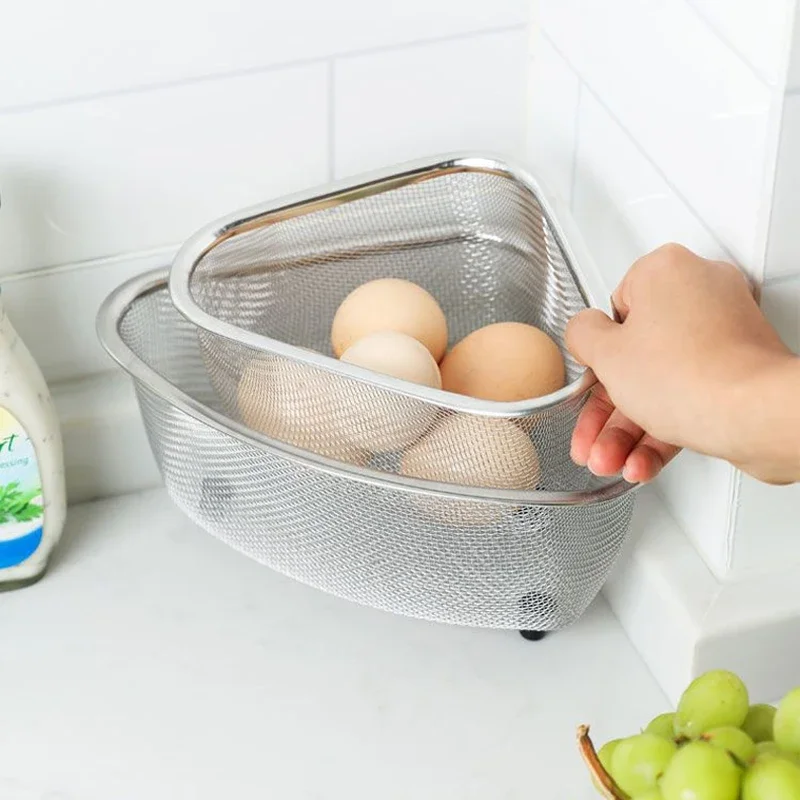 Filtro triangular para fregadero de cocina, escurridor de acero inoxidable, filtro de basura, recogedor de alimentos antideslizante, colador multifuncional - imagen 5