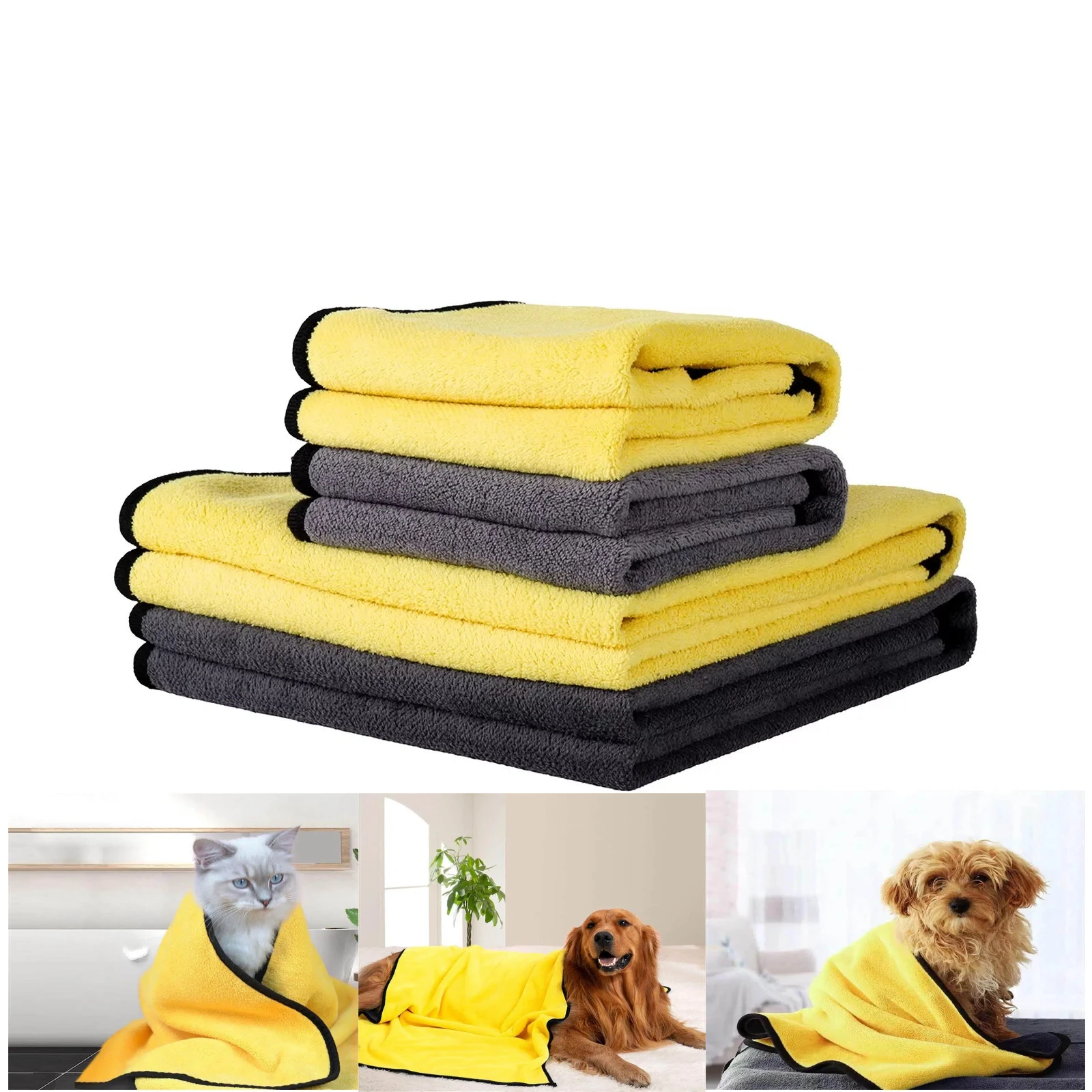 Toalla absorbente para mascotas, Toalla de baño de secado rápido para perros y gatos, fibra ultrafina, súper absorbente, suave y grueso, suministros de limpieza para mascotas - imagen 2