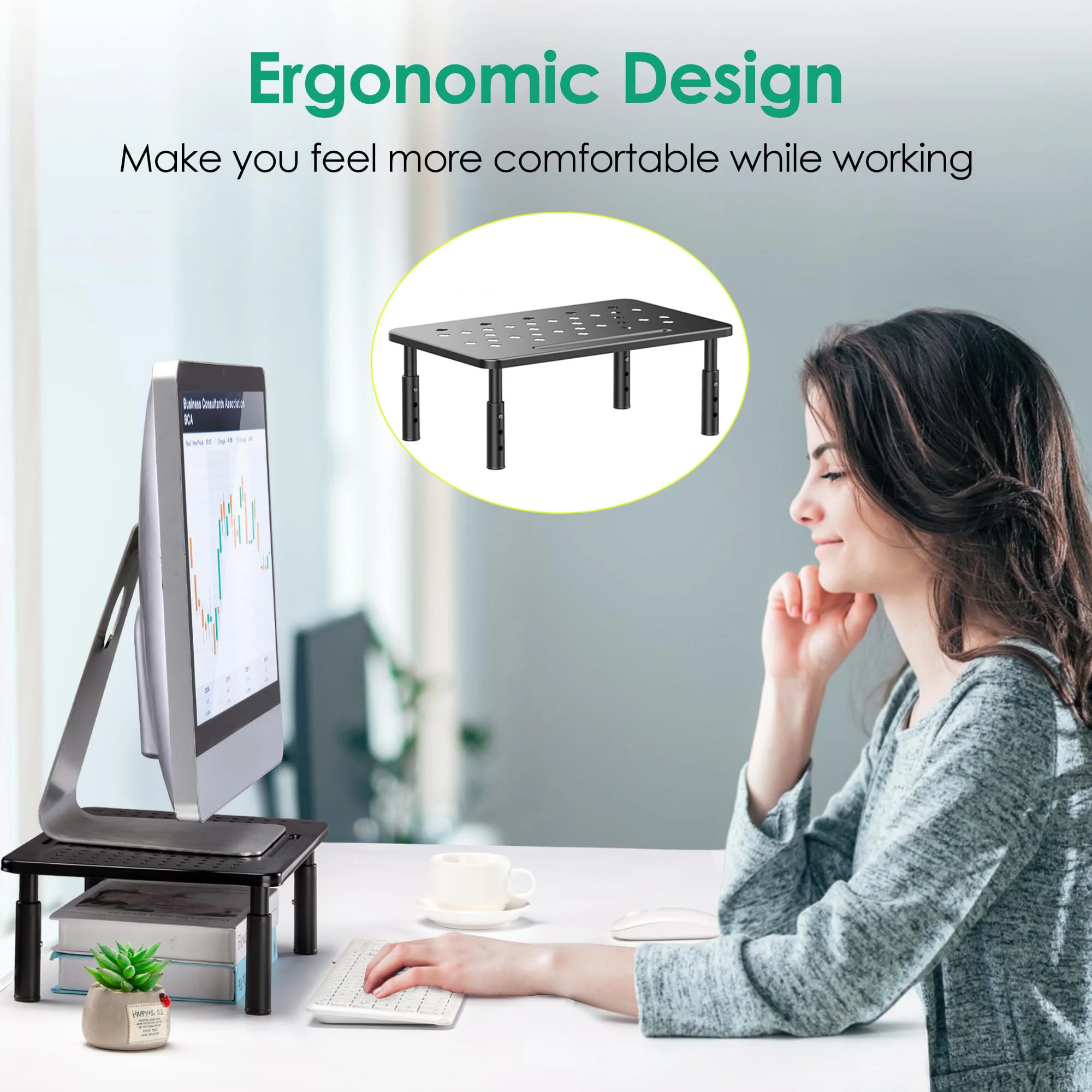 Soporte ajustable para Monitor de escritorio, soporte para pantalla de PC, soporte de exhibición para ordenador de escritorio, Monitor de ordenador de oficina y estantería