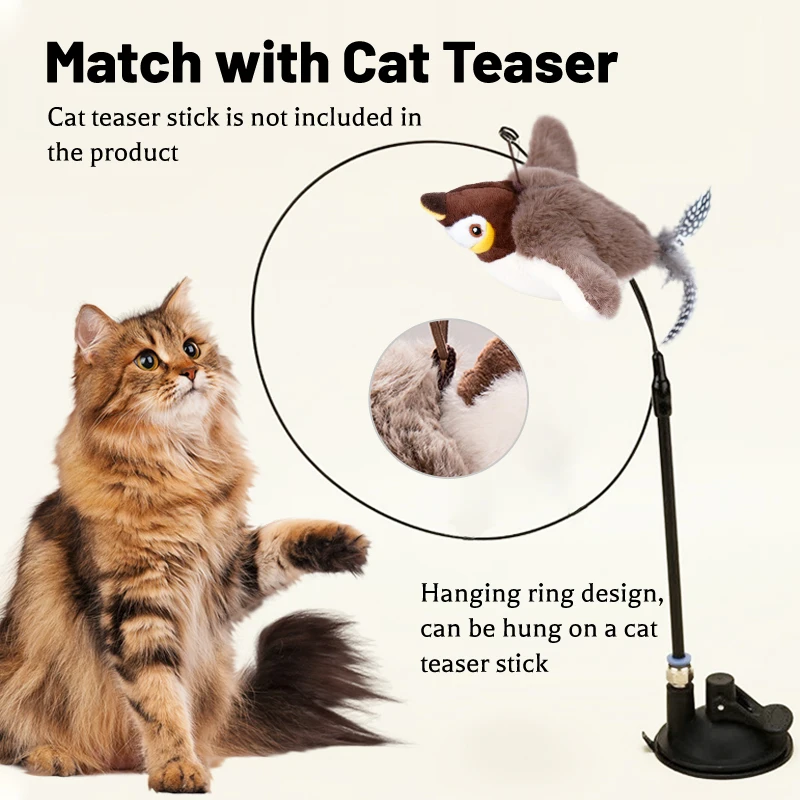 Juguetes interactivos para gatos, pájaro batido recargable (sin volar) con hierba gatera para gatos de interior, juguetes de peluche activados por tacto, 1 ud. - imagen 2