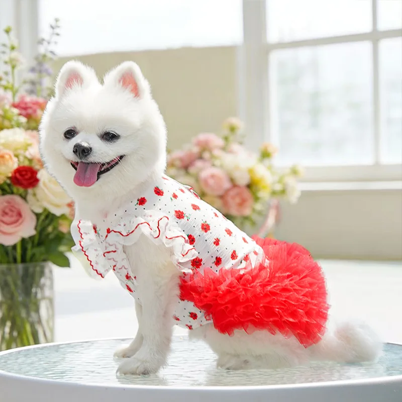 Vestido floral de verano para perro pequeño Chihuahua y York con tutú - imagen 4
