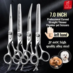 Tijeras de peluquería canina rectas y curvadas 7 pulgadas zurdas