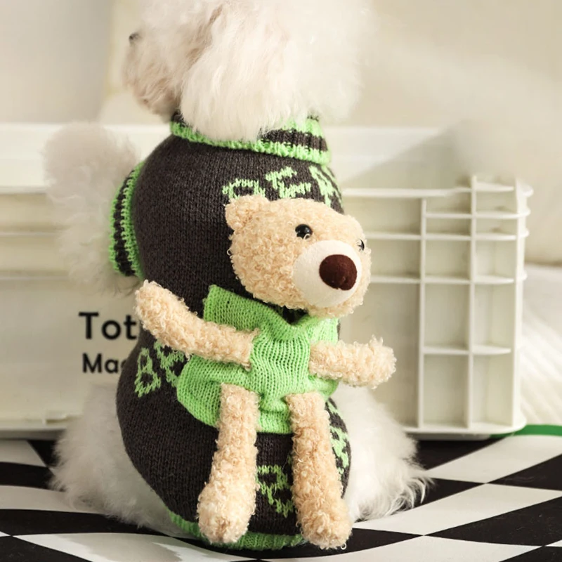 HOOPET-ropa para mascotas con oso, suéter para perro Chihuahua, chaleco de moda para perros y gatos, abrigo de peluche para perro salchicha, accesorios para mascotas - imagen 4