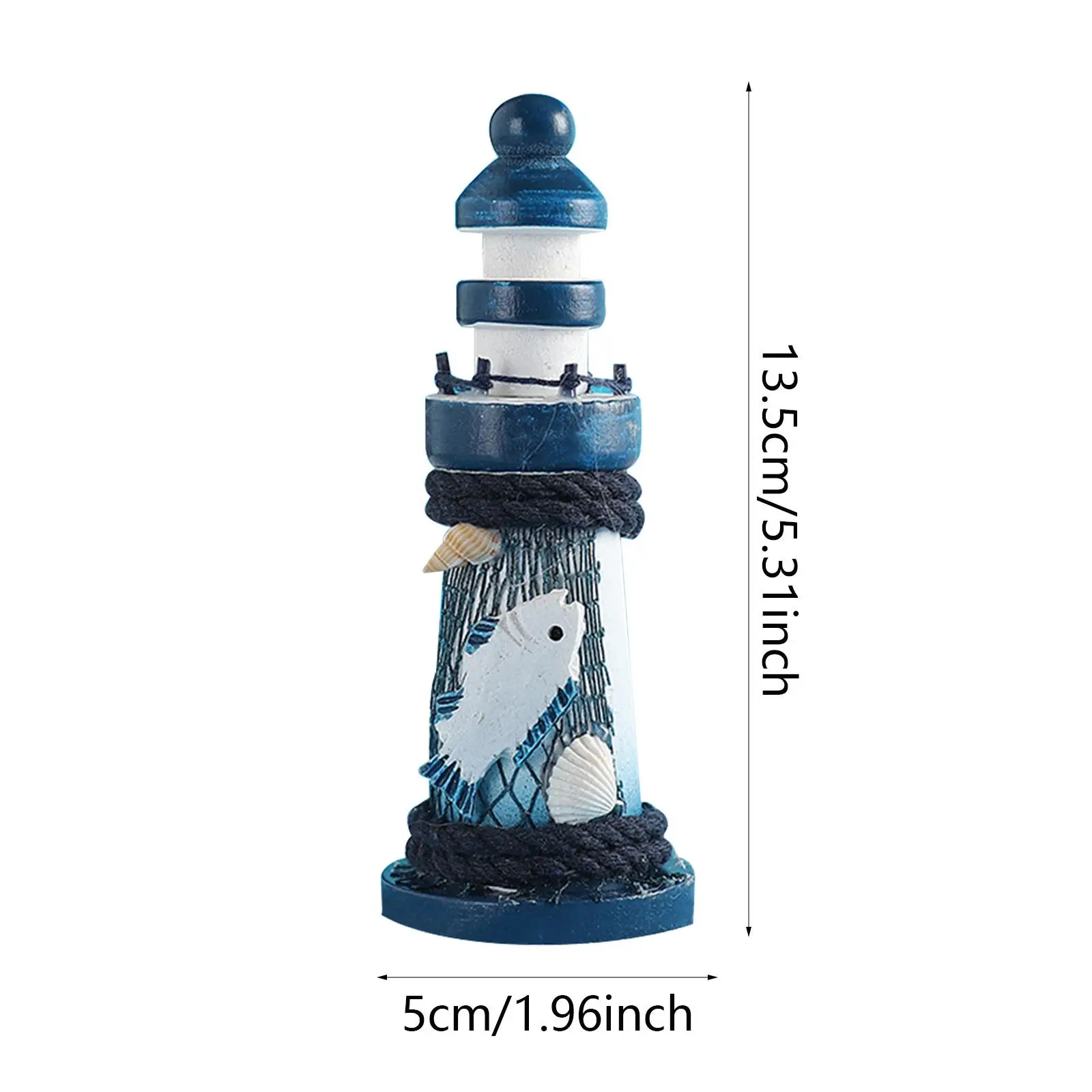 Wood Lighthouse Statue Decorative Figurine Photography Prop Collectible Wooden Sculpture Desktop Ornament for Fireplace Desk