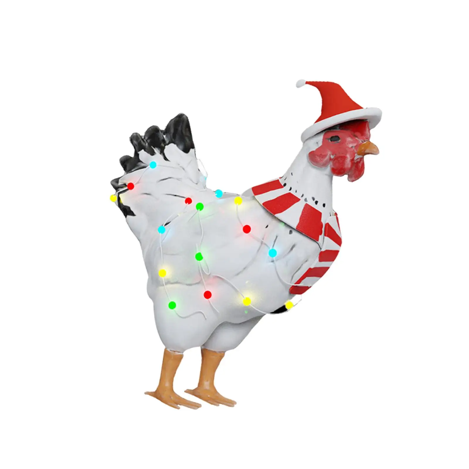 Estatua de pollo de jardín solar, escultura animal creativa coleccionable con luz solar, decoración navideña al aire libre para patio - imagen 4