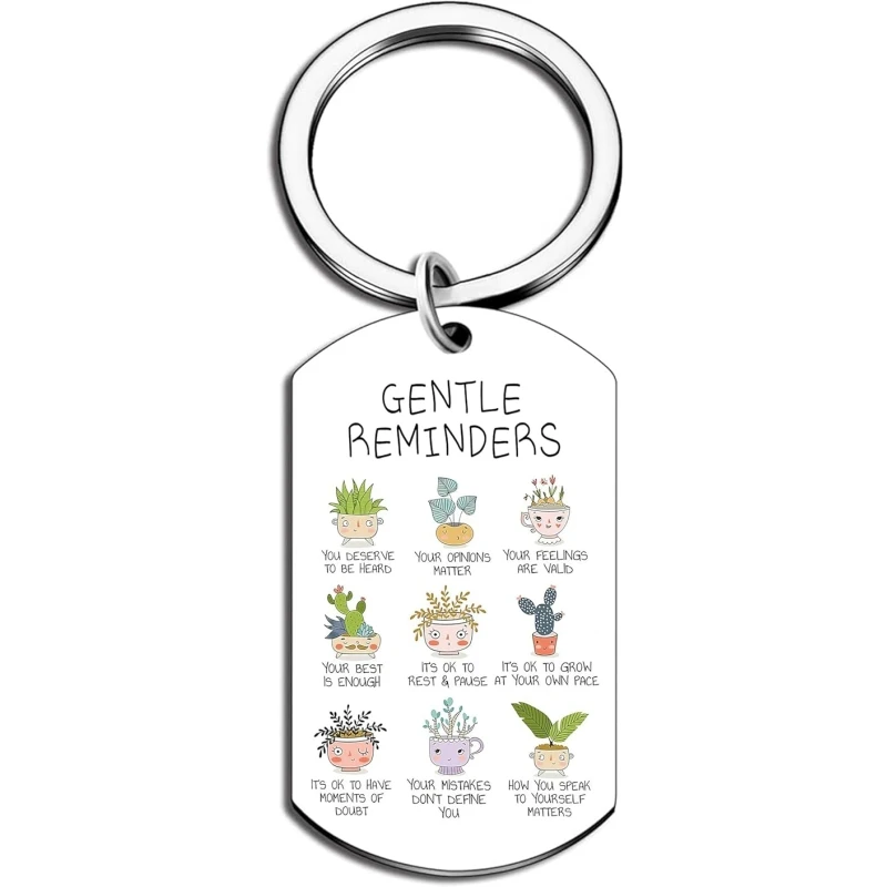 1 llavero de salud mental: regalo de salud mental, llavero de recordatorio suave, citas de motivación de creencia diaria, amor propio positivo