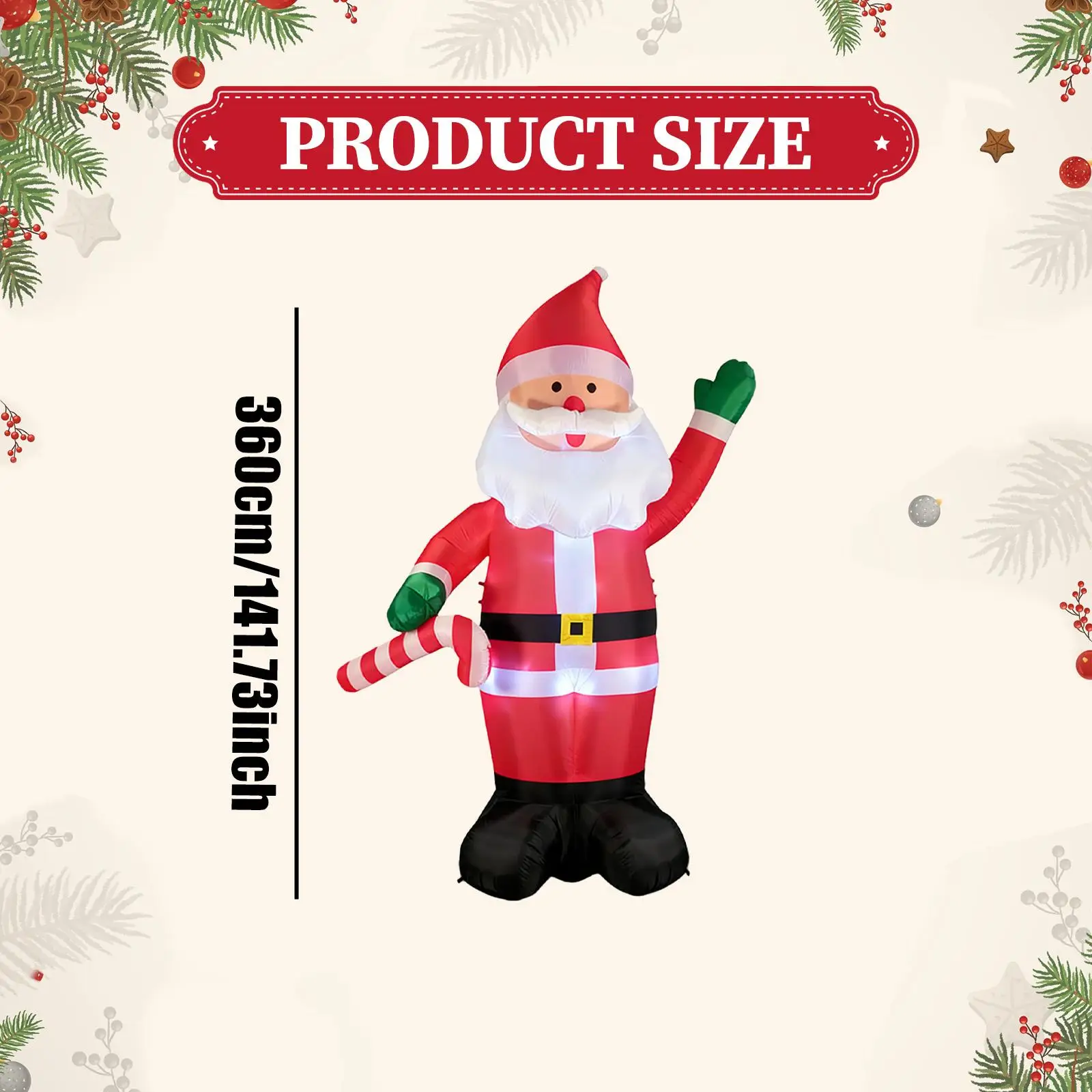 Lighted Santa Claus Christmas Inflatable 12 ft with LED Lights Xmas Decor Blow up Yard Decoration Ornament for Holiday Patio